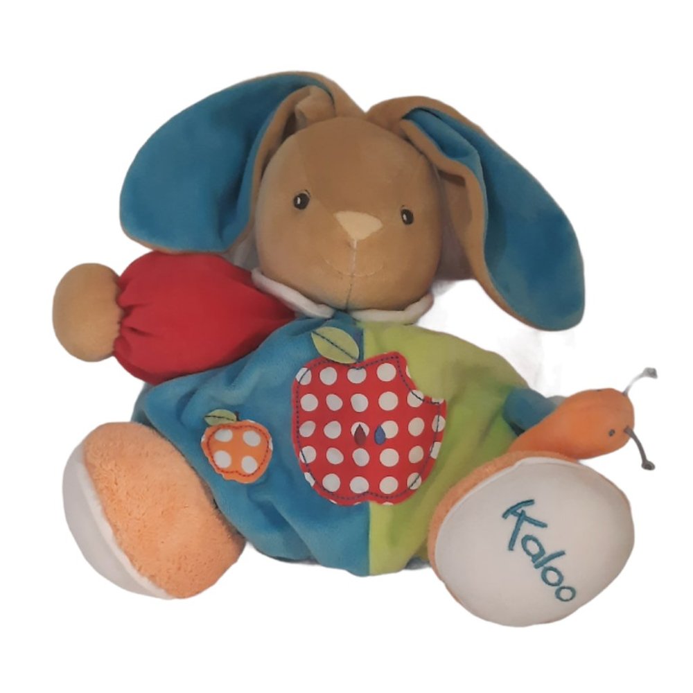 Kaloo Bunny Rabbit Apple Worm Rattle Chubby Plush